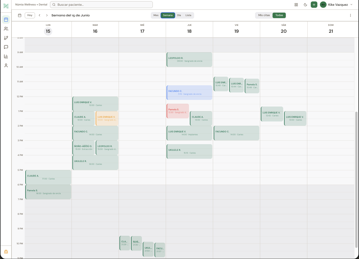 Calendario de citas de NümiaPro
